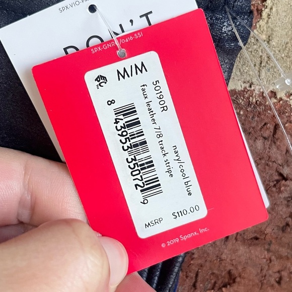 SPANX Faux Leather 7/8 Track Stripe Legging Size Medium - Picture 9 of 14